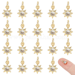 DICOSMETIC 20Pcs Sun Charms Brass Micro Pave Cubic Zirconia Pendants Golden Sun with Jump Ring Dangle Charms Rhinestone Pendants for DIY Earring Necklace Bracelet Jewelry Making, Hole: 2.5mm