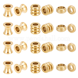 Unicraftale 30 pz 3 stili europei perline colonna in acciaio inossidabile perline 4~5mm grande foro perline distanziatore perline di metallo dorato per fai da te collana braccialetto creazione di gioielli