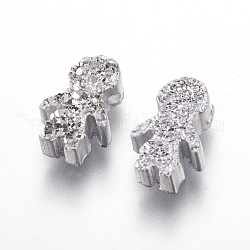 Perlas de resina de piedras preciosas druzy imitación, niño, plata, 10.7x7x3mm, agujero: 1.2 mm