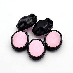 Genähte Taiwan Acrylperlen, Bekleidungszubehör, Oval, rosa, 17x13x8 mm, Bohrung: 1 mm