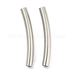 Perlas de tubo de 304 acero inoxidable, tubo curvado, color acero inoxidable, 25x3mm, agujero: 2.5 mm
