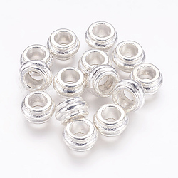 Perles de séparateur de style tibétain , sans plomb et sans cadmium, rondelle, couleur argentée, taille: environ 12mm de diamètre, épaisseur de 7mm, Trou: 6.5mm