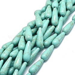 Filo di perline turchesi sintetici, goccia d'acqua, 30x10mm, Foro: 1.4 mm, circa 13pcs/filo, 15.75'' (40 cm)