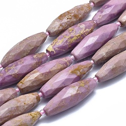 Natürliche Lepidolith-Perlenstränge, facettiert, Reis, 29~33x9~10 mm, Bohrung: 1 mm, ca. 13~14 Stk. / Strang, 15.3 Zoll ~ 15.7 Zoll (39~40 cm)