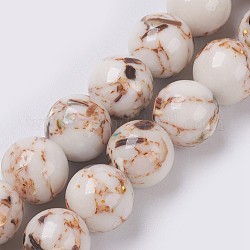 Muschel und synthetische türkisfarbene Perlenstränge, Runde, alte Spitze, 6 mm, Bohrung: 1.2 mm, ca. 65 Stk. / Strang, 15.7 Zoll (40 cm)