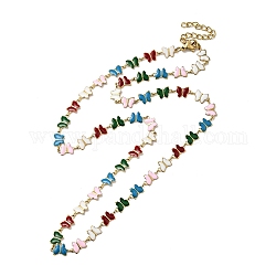 Collana a catena a maglie a farfalla smaltata colorata, placcatura ionica (ip) 304 gioielli in acciaio inossidabile per donna, oro, 19.88 pollice (50.5 cm)