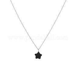 Collier chaîne torsadée en acier inoxydable, collier pendentif étoile en pierre d'or bleue synthétique pour femme, 17-3/4 pouce (45 cm)