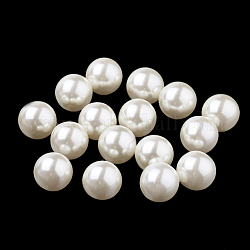 Perles d'imitation en plastique écologique, haut lustre, Grade a, aucun perles de trou, ronde, couleur de coquillage, 8mm