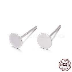 925 серебряная фурнитура для плоских серег-пусетов, столбики для сережек с 925 маркой, серебряные, лоток : 5 мм, 11.5 мм, штифты : 0.8 мм