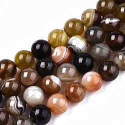 Chapelets de perles d'agate naturelle, ronde, 8.5mm, Trou: 1.2mm, Environ 47~48 pcs/chapelet, 15 pouce ~ 15.35 pouces (38.1 cm ~ 39 cm)