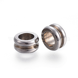 304 perle scanalate in acciaio inossidabile, colonna, colore acciaio inossidabile, 8x4mm, foro: 5mm.