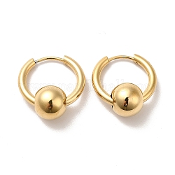 Ion Plating(IP)304 Stainless Steel Round Beaded Hoop Earrings for Women, Golden, 21x9mm, Pin: 1mm