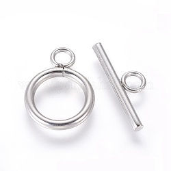 304 Edelstahl-Toggle-Haken, Ring, Edelstahl Farbe, Ring: 18.5x13.5x2 mm, Bar: 7x20x2 mm, Bohrung: 3 mm