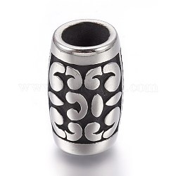 304 Stainless Steel Beads, Large Hole Beads, Barrel, Antique Silver, 21x13mm, Hole: 8mm