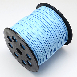 Экологичный шнур из искусственной замши, искусственная замшевая кружева, Небесно-голубой, 3.0x1.4 мм, около 98.42 ярда (90 м) / рулон