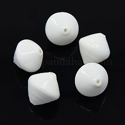 Handmade Porcelain Beads, Bicone Blown Beads, White, 17x15.5mm, Hole: 1mm
