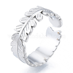 304 anneaux de manchette feuille en acier inoxydable, anneaux ouverts pour femmes filles, couleur inoxydable, nous taille 6 (16.5 mm)