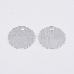Алюминиевые подвески, пустые теги, плоско-круглые, платина, 30x1 мм, отверстие : 3.7 мм