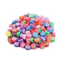 200 Stück handgefertigte Fimo-Perlen, Flachrund mit Herz & Sonne, Mischfarbe, 9x5 mm, Bohrung: 1.6 mm