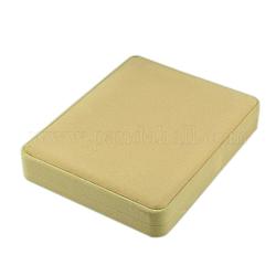 Velvet Necklace Boxes, Jewelry Boxes, Rectangle, Light Yellow, 240x190x40mm