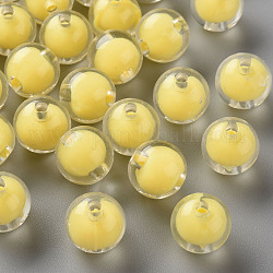 Transparent Acrylic Beads, Bead in Bead, Round, Yellow, 11.5x11mm, Hole: 2mm, about 520pcs/500g