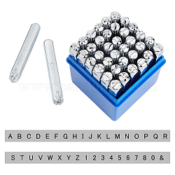 Francobolli di sigillo di ferro, compresa la lettera a ~ z, numero 0~8 e commerciale, platino, 64x8x8mm, modello: 6 mm, 36pcs/scatola