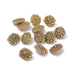 Tibetischen Stil Legierung Rechteck Perlen, Antik Golden Farbe, Bleifrei und Nickel frei und Cadmiumfrei, Größe: ca. 11 mm breit, 13 mm lang, 6.5 mm dick, Bohrung: 1.5 mm