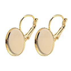 Brass Leverback Earring Findings, Earring Settings with Round Tray, Cadmium Free & Lead Free, Real 14K Gold Plated, 22.5x15x12.5mm, Pin: 0.8mm