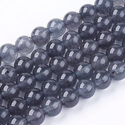 Natural Jade Bead Strands, Dyed, Round, Dark Slate Gray, 8mm, Hole: 1mm, about 48pcs/strand, 14.9 inch