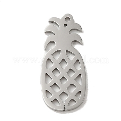304 Stainless Steel Pendants, Laser Cut, Pineapple Charm, Stainless Steel Color, 19x8.5x1mm, Hole: 0.9mm