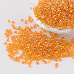 Round Trans. Colors Rainbow Glass Seed Beads, Gold, 
Size: about 2mm in diameter, hole:1mm, about 3306pcs/50g