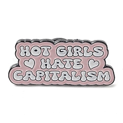 Palabras chicas calientes odian el capitalismo pines esmaltados, broches de aleación negros para mujer, lavanda, 13.5x30x2mm