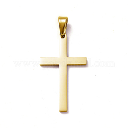 304 ciondoli in acciaio inossidabile, croce, oro, 39~42x22~23x1.5mm, Foro: 10x4.5 mm
