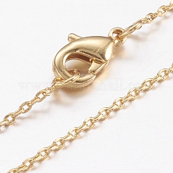 Brass Chain Necklaces, Cross/Rolo Chain, with Lobster Claw Clasps, Real 18K Gold Plated, 17.7 inch(45cm)