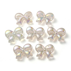 Placage uv perles acryliques transparentes lumineuses, brillent dans le noir, bowknot, papayawhip, 28.5x37.5x12mm, Trou: 3.5mm