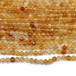 Perline citrino naturale fili, tondo, sfaccettato, 3mm, Foro: 0.5 mm, circa 135pcs/filo, 15.3 pollice (39 cm)