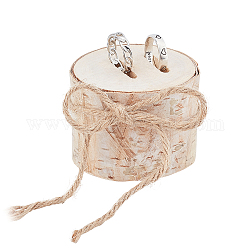 Display ad anello di betulla, con tessuto di cotone ramiè pvc, per espositori per gioielli ad anello, tondo, bisque, 6x6.6x4.5cm