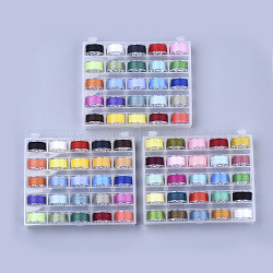 402 hilo de coser de poliéster, bobinas de plástico y caja transparente, color mezclado, 0.1 mm, 50 m / rollo, 25 rollos / caja