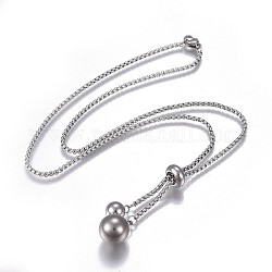 304 aus rostfreiem Stahl Halsketten, mit Kastenkette und Karabinerverschlüsse, Runde, Edelstahl Farbe, 20.07 Zoll (51 cm)