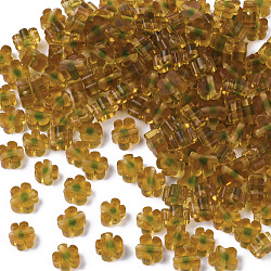 Abalorios de vidrio, flor, vara de oro, 4~6x4~6x2~3mm, agujero: 1 mm