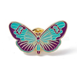 Pin de esmalte de mariposa, broche de aleación de oro claro para ropa de mochila, turquesa, 18x30x2mm, pin: 1.3 mm