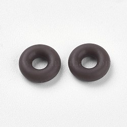 Perles de silicone, bricolage fabrication de bracelets, donut, brun coco, 6x2mm, Trou: 2mm