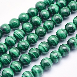 Chapelets de perles en malachite naturelle, ronde, 6mm, Trou: 1mm, Environ 67 pcs/chapelet, 15.7 pouce (40 cm)