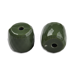 Abalorios acrílicos opacos, facetados, barril, verde oliva oscuro, 13x13mm, agujero: 2.7~2.8 mm, aproximamente 290 unidades / 500 g