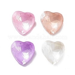 Glass Rhinestone Cabochons, Point Back & Back Plated, Faceted, Heart, Mixed Color, 10x10x5.5mm
