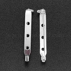 Accessori di spilla di ferro, indietro pin bar, argento, 39.5x4.5mm, Foro: 2 mm, ago :0.5mm