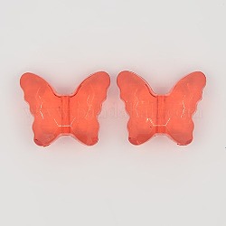 Transparent Acrylic Beads, Butterfly, Red, about 22mm long, 18mm wide, 9mm thick, Hole:1.6~1.8mm, about 257pcs/500g