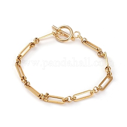 Bracelets de chaîne figaro en 304 acier inoxydable, avec fermoirs toggle, or, 7-1/2 pouce (19 cm)