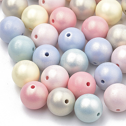Perle acriliche dipinte a spruzzo, gommato, tondo, colore misto, 13x14mm, Foro: 2.5 mm, circa 350pcs/500g