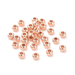 Perles en 304 acier inoxydable, ronde, or rose, 3x2mm, Trou: 1.2mm